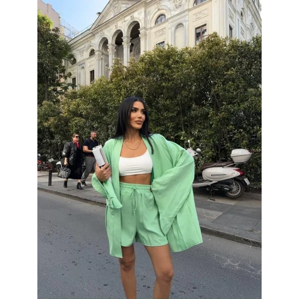 KETEN BAĞAAI KOUZ GÖEK  DUBE PAÇA ŞORT TAKI  Yeşil