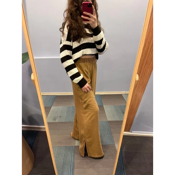 Keten Bel asti̇kli̇ Yirtmaç Detayli Pantolon