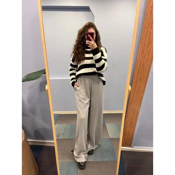 Keten Bel Lasti̇kli̇ Yirtmaç Detayli Pantolon