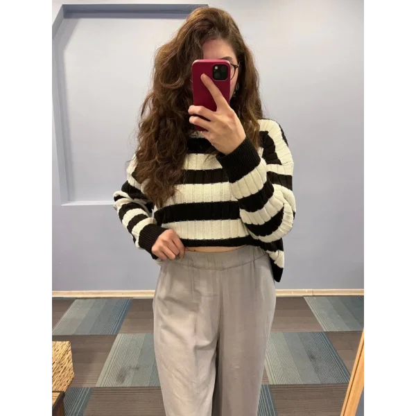 Keten Bel Lasti̇kli̇ Yirtmaç Detayli Pantolon