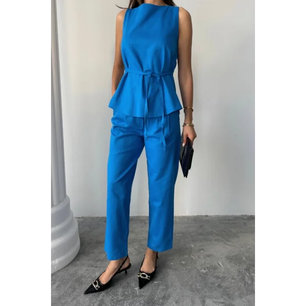 KETEN BLUZ - PANTOLON TAKIM MASSİMO MODEL SCREAT KUMAŞ - Saks