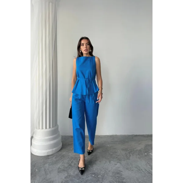 KETEN BLUZ - PANTOLON TAKIM MASSİMO MODEL SCREAT KUMAŞ - Saks