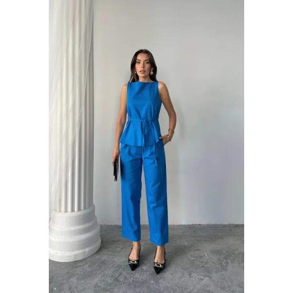 KETEN BLUZ - PANTOLON TAKIM MASSİMO MODEL SCREAT KUMAŞ - Saks