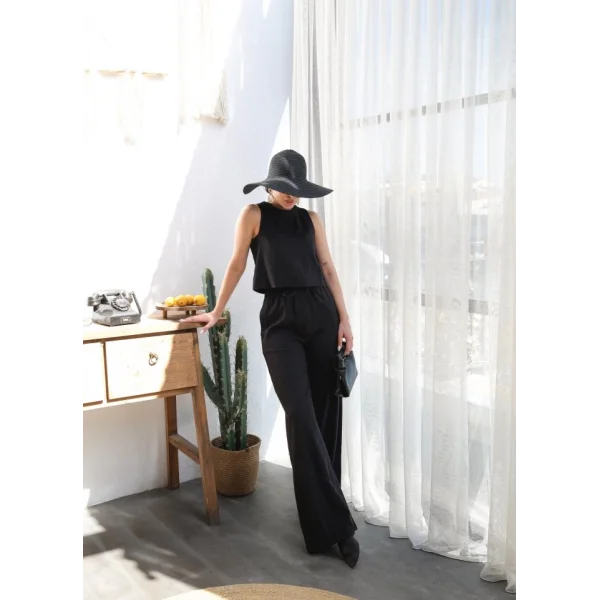 Keten Bluz Ve Pantolon İki̇li̇ Takim