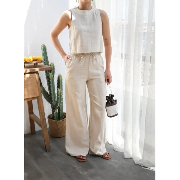 Keten Bluz Ve Pantolon İki̇li̇ Takim