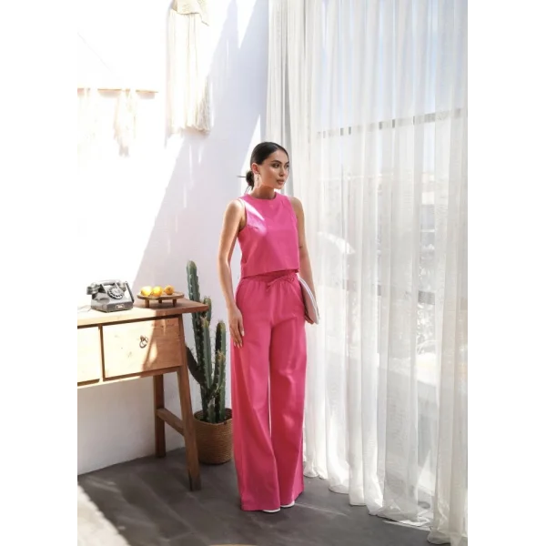 Keten Bluz Ve Pantolon İki̇li̇ Takim