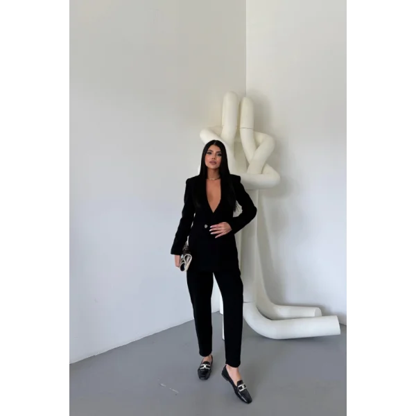 KETEN CEKET - PANTOLON TAKIM - Siyah