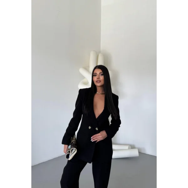 KETEN CEKET - PANTOLON TAKIM - Siyah