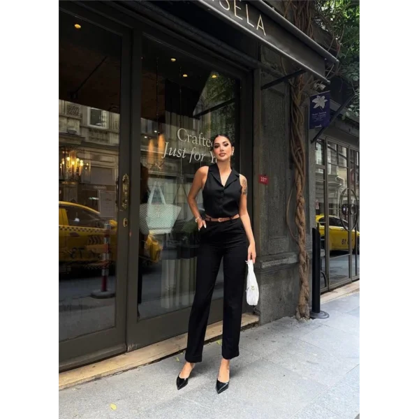 KETEN DUBE PAÇA DERİ TABA KEERİ PANTOON  iyah