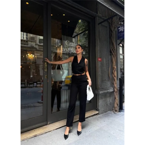 KETEN DUBE PAÇA DERİ TABA KEERİ PANTOON  iyah