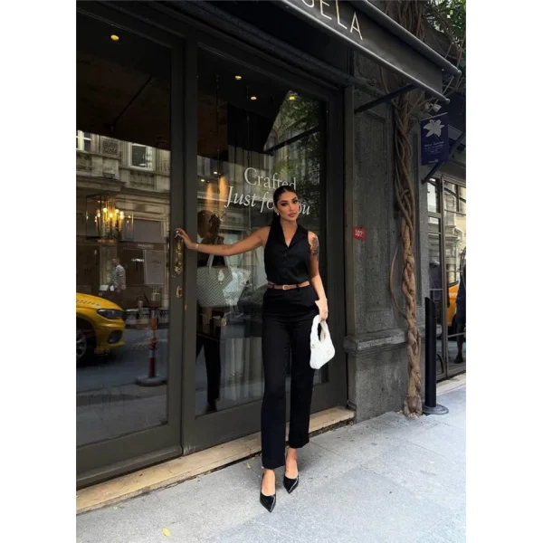 KETEN DUBE PAÇA DERİ TABA KEERİ PANTOON  iyah