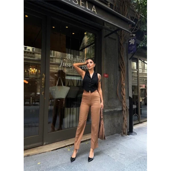 KETEN DUBE PAÇA DERİ TABA KEERİ PANTOON  Kahverengi