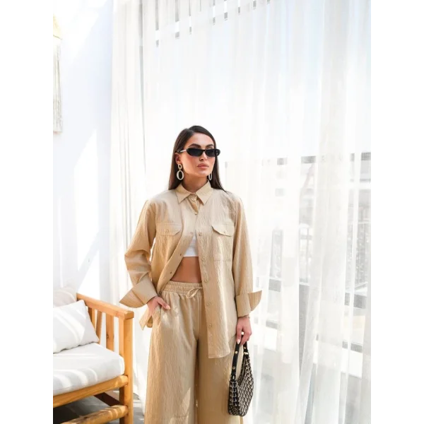 Keten Gömlek Ve Pantolon İki̇li̇ Takim