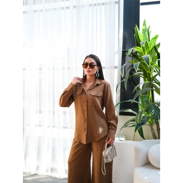 Keten Gömlek Ve Pantolon İki̇li̇ Takim