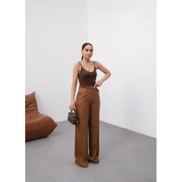 Keten Kemerli̇ Ve Dökümlü Palazzo Pantolon (Kemer Dahi̇l)