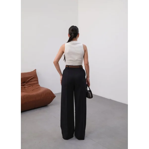 Keten Kemerli̇ Ve Dökümlü Palazzo Pantolon (Kemer Dahi̇l)