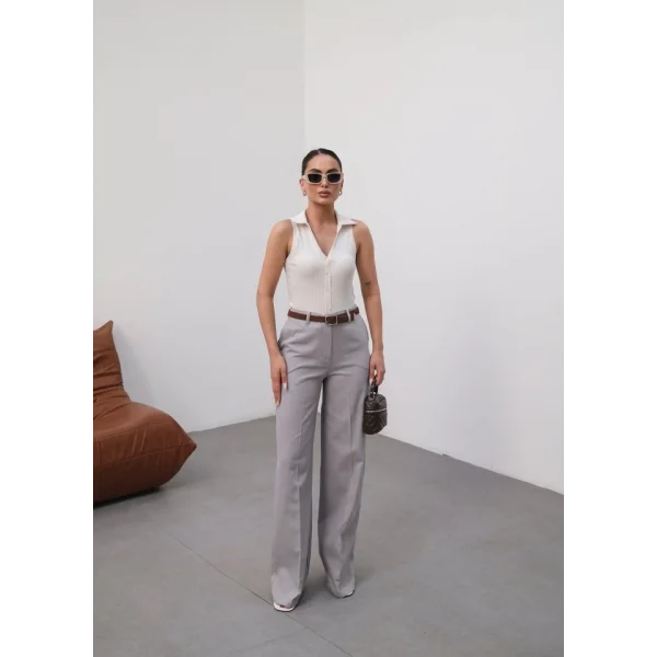 Keten Kemerli̇ Ve Dökümlü Palazzo Pantolon (Kemer Dahi̇l)