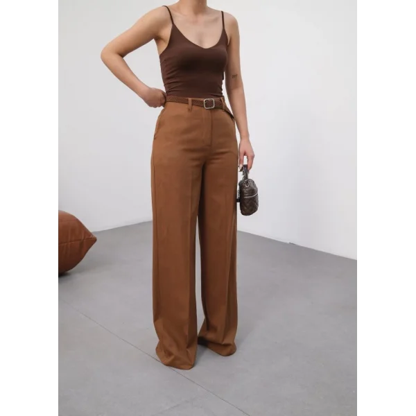 Keten Kemerli̇ Ve Dökümlü Palazzo Pantolon (Kemer Dahi̇l)