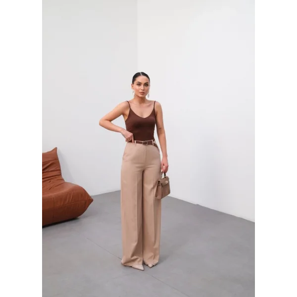 Keten Kemerli̇ Ve Dökümlü Palazzo Pantolon (Kemer Dahi̇l)