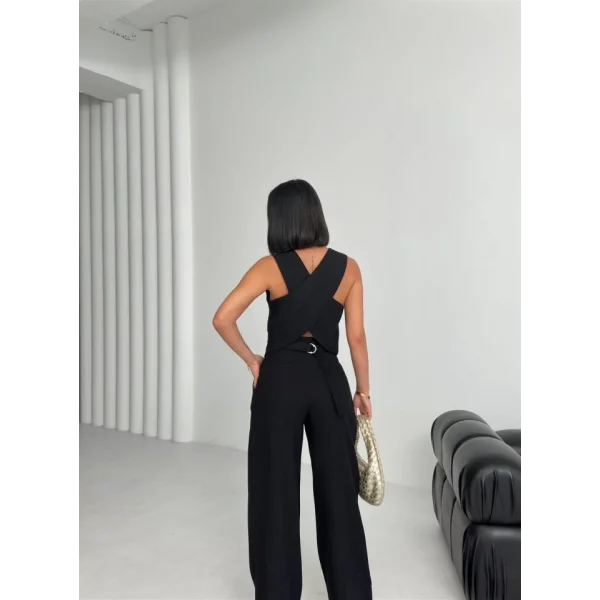 Keten Sirti Çapraz Geçi̇şli̇ Cepken Pantolon Takim