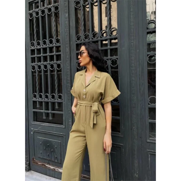 KETEN TULUM BEL BAĞLAMA DETAYLI - Yeşil