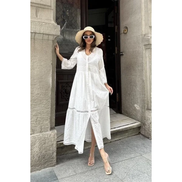 Kimberly Fistolu Uzun Elbise 2442-08