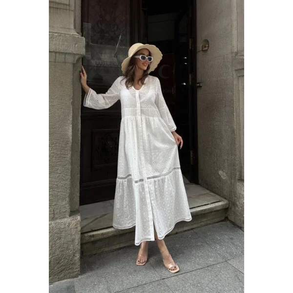 Kimberly Fistolu Uzun Elbise 2442-08