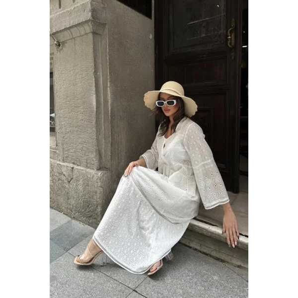 Kimberly Fistolu Uzun Elbise 2442-08