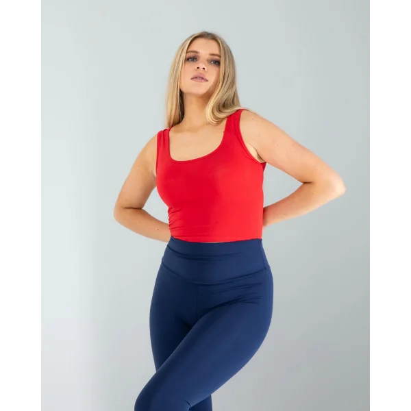 Kırmızı Kare Yaka Basic Bluz