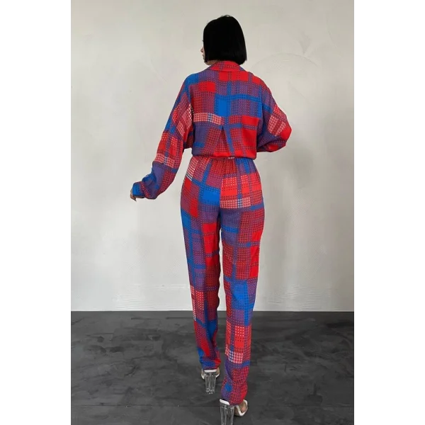 Kırmızı Klasik Kalıp Viskon Gömlek Ve Pantolontakım