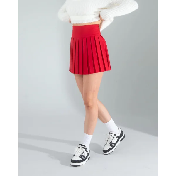 Kırmızı Pilseli Etek