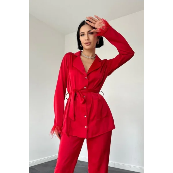 Kırmızı Püsküllü aten İkili Takım