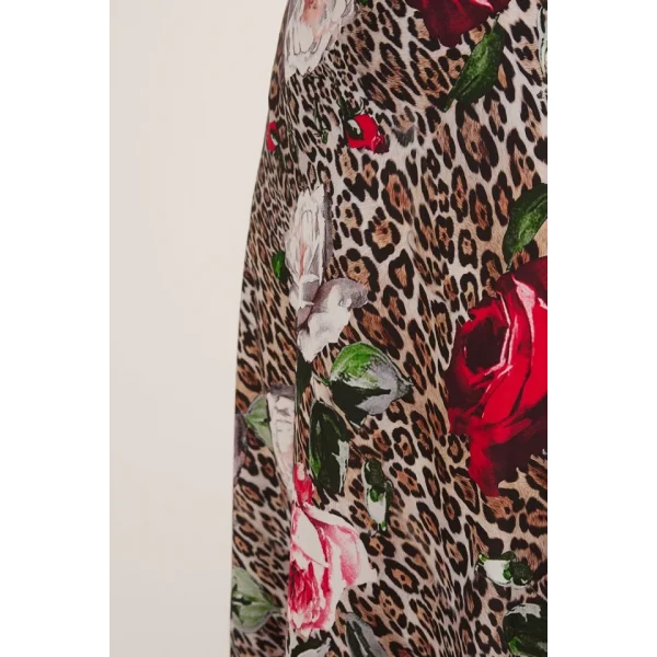 Kırmızı Siyah Desenli Saten Etek 15877