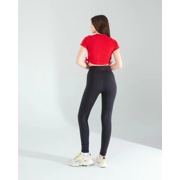 Kırmızı Yandan Büzgülü Crop