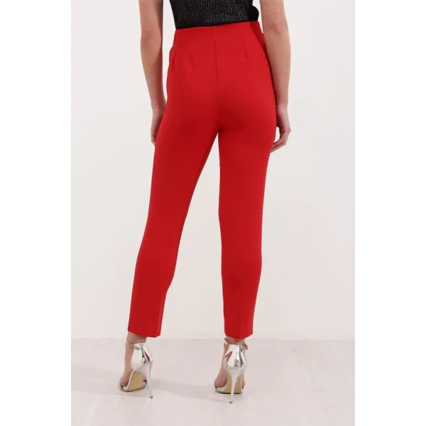 Kırmızı Yüksek Bel Kumaş Pantolon 6650