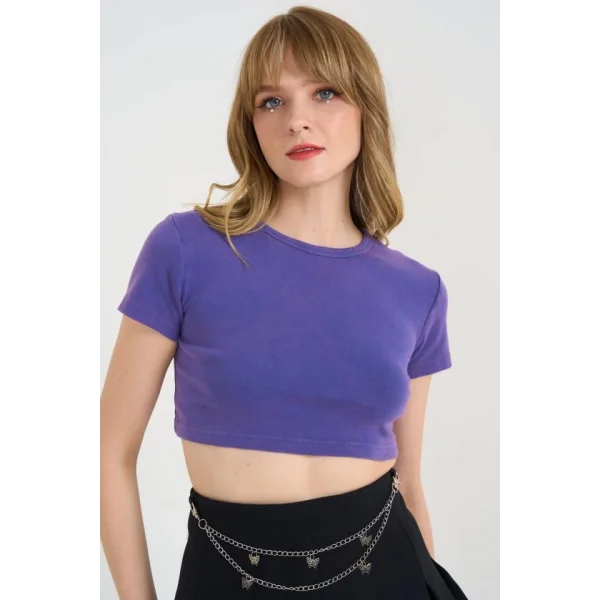 Kısa Bisiklet Yaka Tişört  or