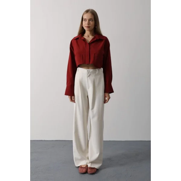 Kısa Boy Çift Cep Gömlek - Bordo