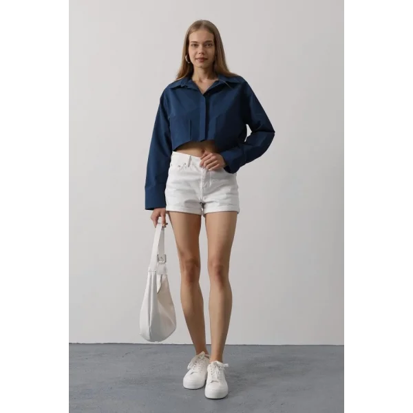 Kısa Boy Çift Cep Gömlek - İndigo