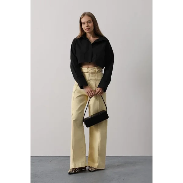 Kısa Boy Çift Cep Gömlek - Siyah