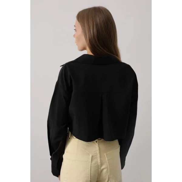 Kısa Boy Çift Cep Gömlek - Siyah