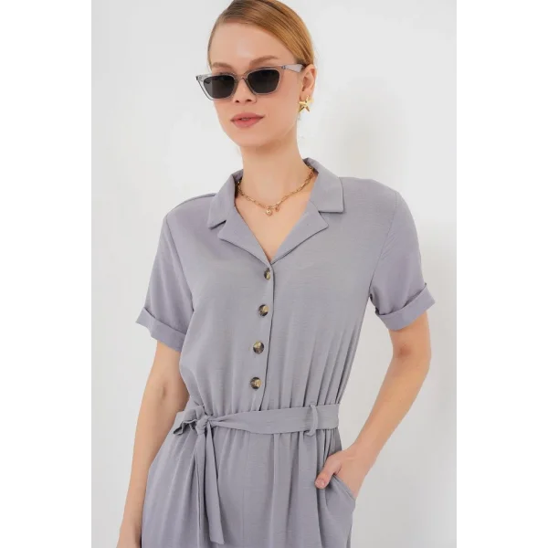Kısa Kol Ayrobin Tulum 7030 - Gri