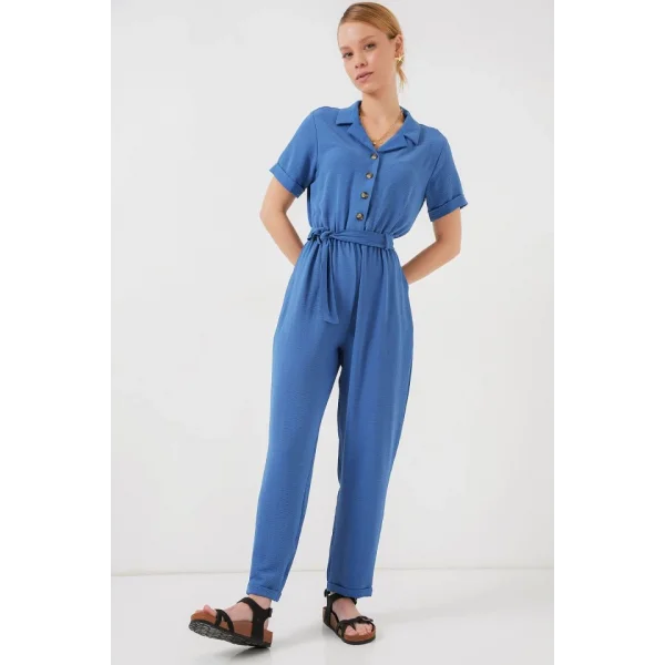 Kısa Kol Ayrobin Tulum 7030 - İndigo