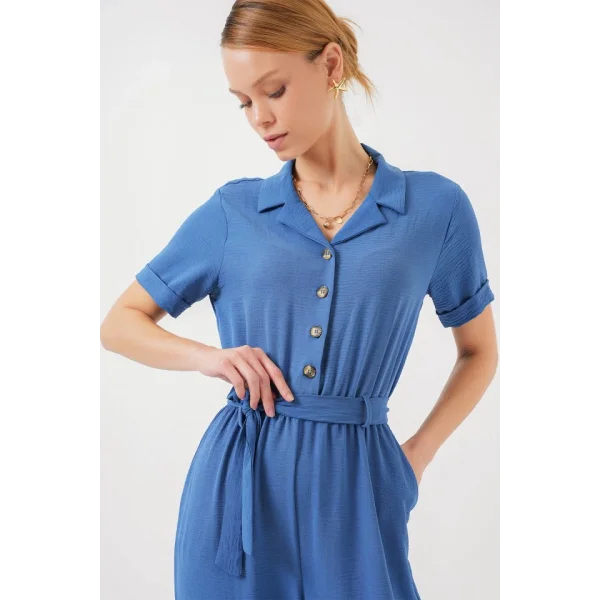 Kısa Kol Ayrobin Tulum 7030 - İndigo