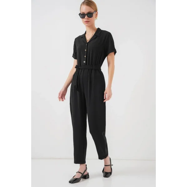 Kısa Kol Ayrobin Tulum 7030 - Siyah