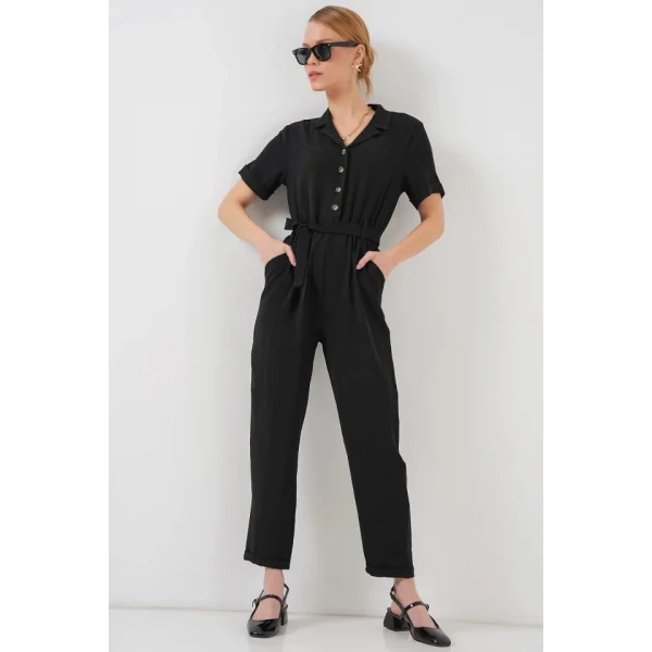 Kısa Kol Ayrobin Tulum 7030 - Siyah