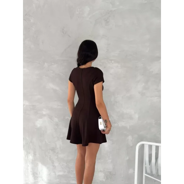 kısa kollu Mini Elbise - Füme