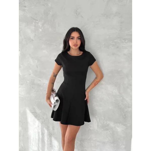 kısa kollu Mini Elbise - Siyah