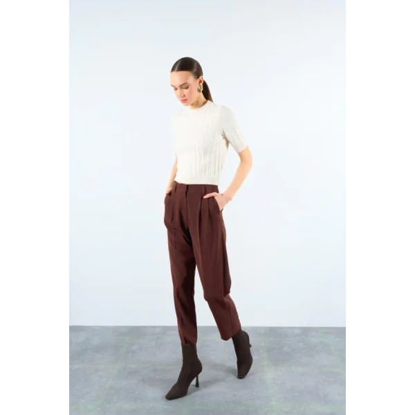 Kısa Kollu Tek Fitilli Kazak  Krem