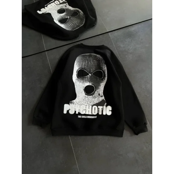 Kışlık Bisiklet Yaka Baskılı weathirt  iyah