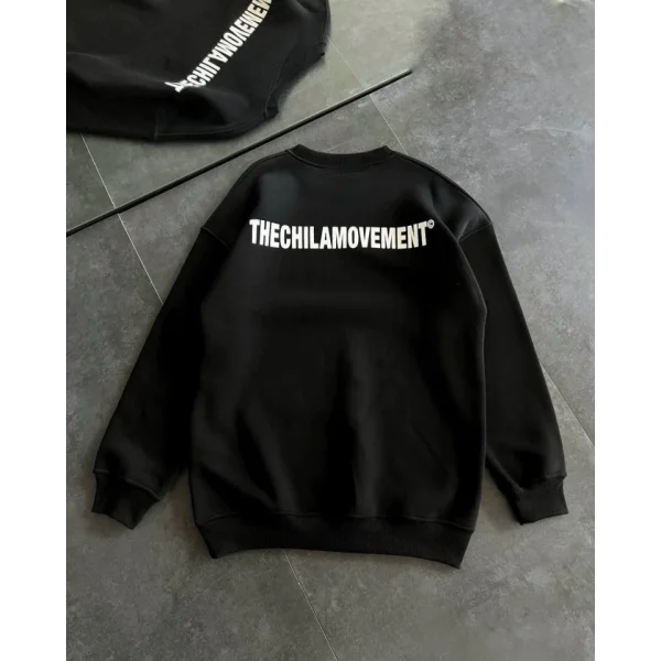 Kışlık Bisiklet Yaka Oversize Baskılı weathirt  iyah